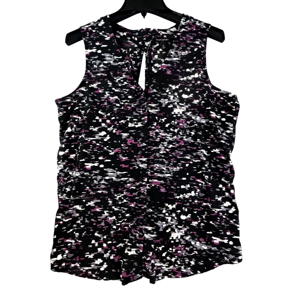 Banana Republic Sleeveless Abstract Print Button Up Top Women's Size M